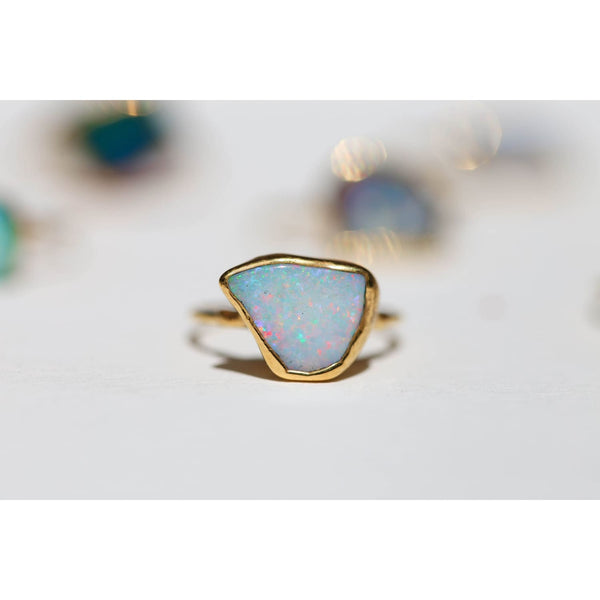 gold raw opal ring for women filled bohemian gemstone alt engagement october birthstone
