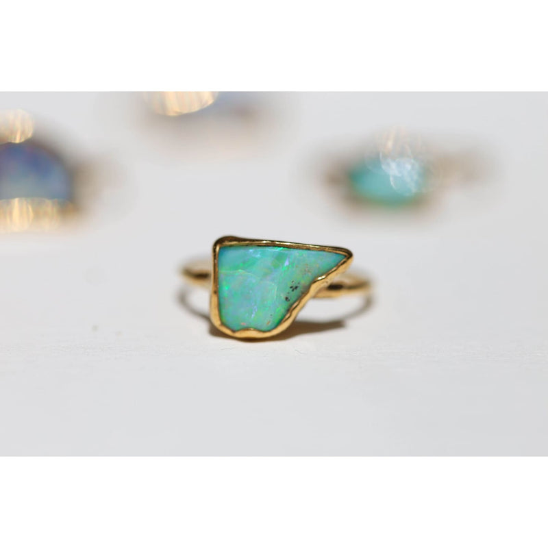 Gold Raw Opal Ring for Women • Filled • Bohemian Gemstone •