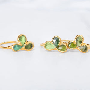 Green Tourmaline Fleur Ring Raw Gemstone Jewelry Rough