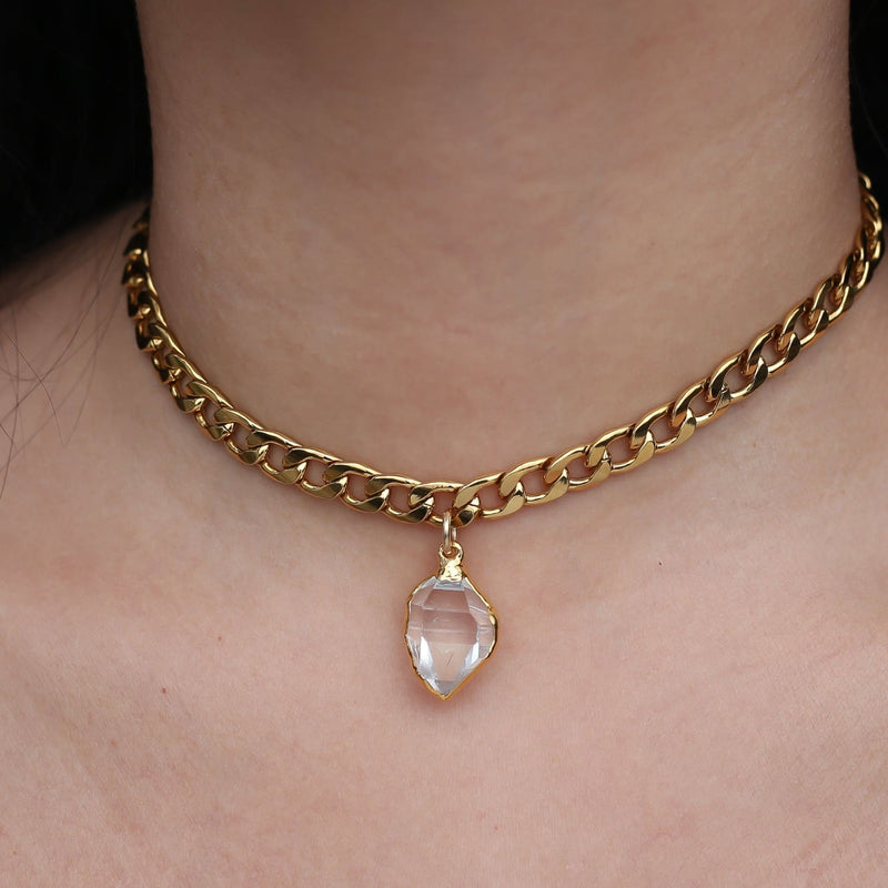 Herkimer Diamond Choker • Crystal • Gothic Cuban Link •