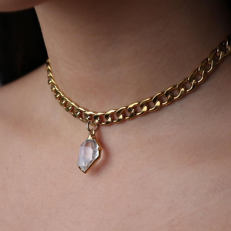 Herkimer Diamond Choker • Crystal • Gothic Cuban Link •