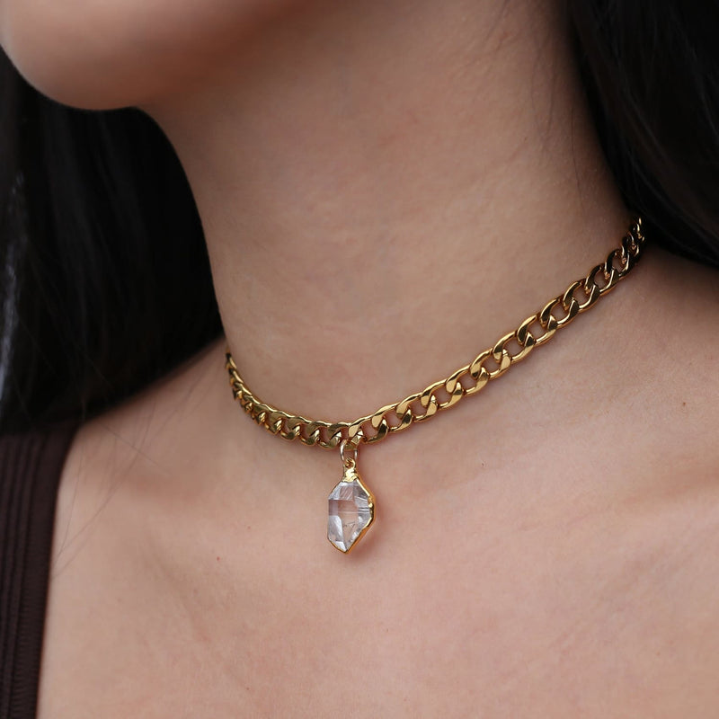 Herkimer Diamond Choker • Crystal • Gothic Cuban Link •