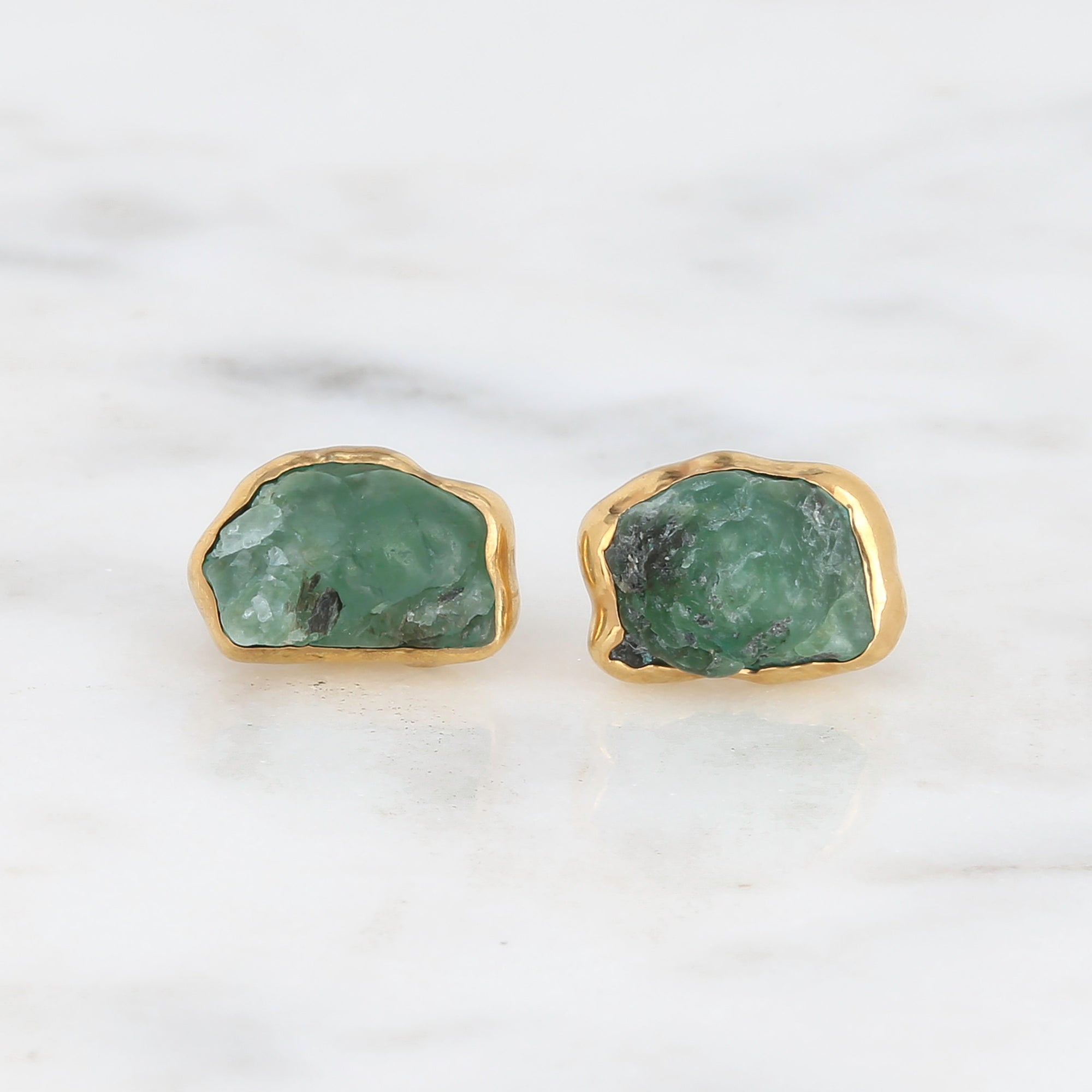 Raw Emerald Earrings • May Birthstone Gift for Her • Handmade Jewelry • Genuine Natural Emerald • Raw Crystal Earrings • Antique Style •