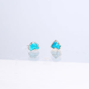 Tiny Raw Turquoise Studs • Minimalist Dainty Earrings • Gold Filled • December Birthstone • Something Blue • Simple Bridesmaid Gift