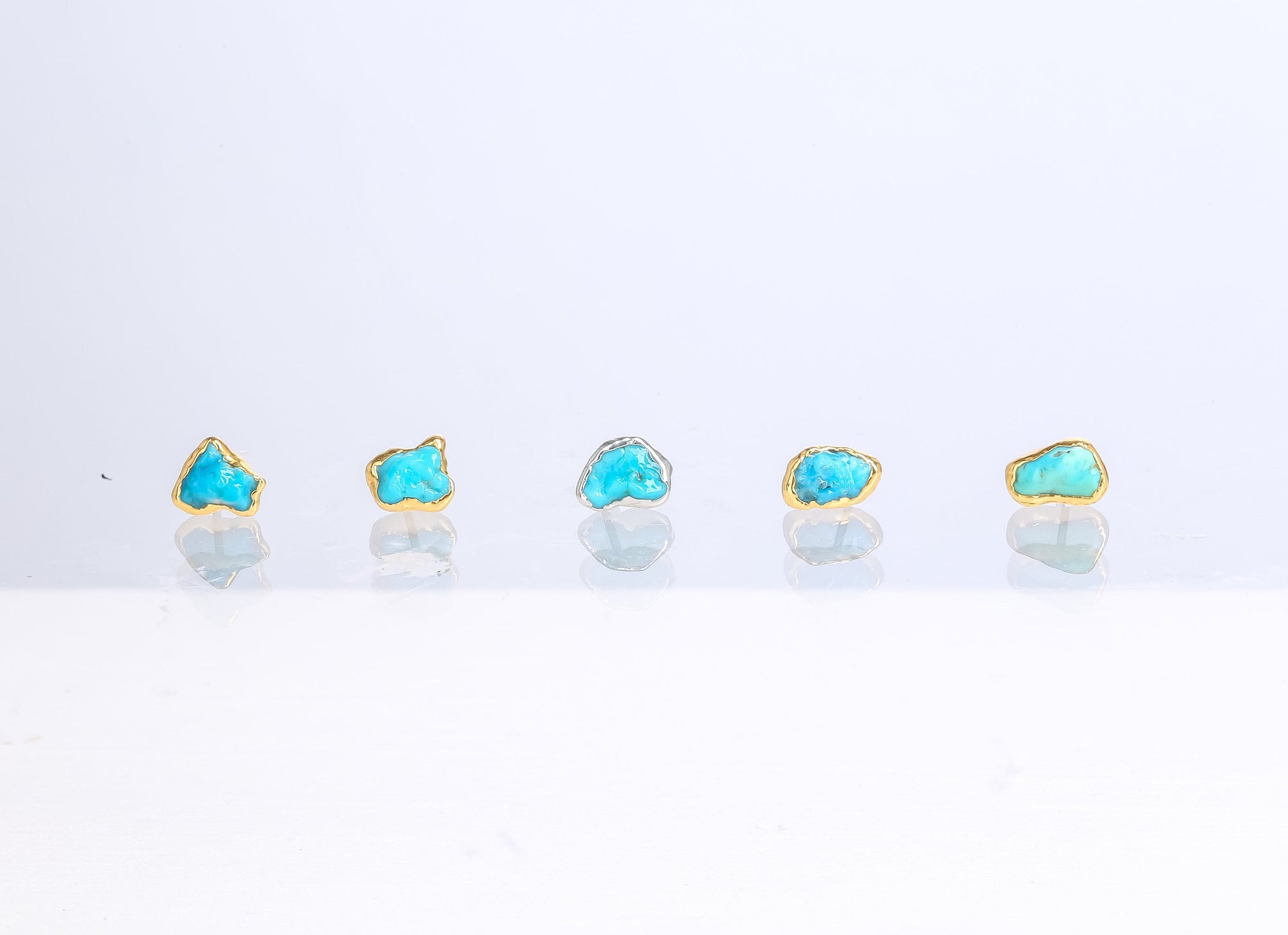 Tiny Raw Turquoise Studs • Minimalist Dainty Earrings • Gold Filled • December Birthstone • Something Blue • Simple Bridesmaid Gift