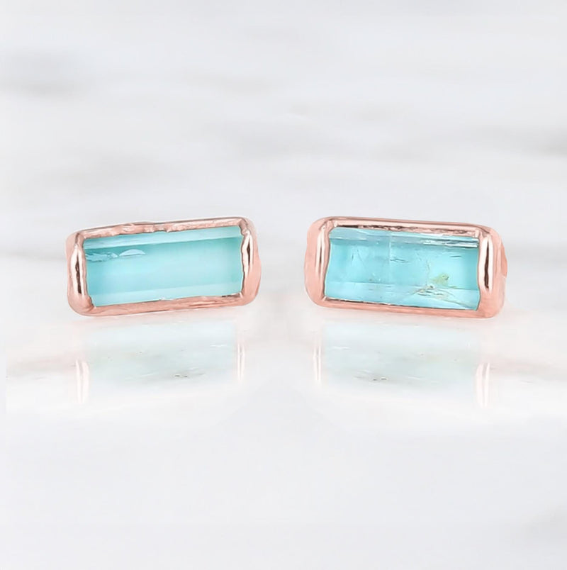 Raw Bar Aquamarine Stud Earrings