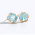 New Raw Aquamarine Stud Earrings