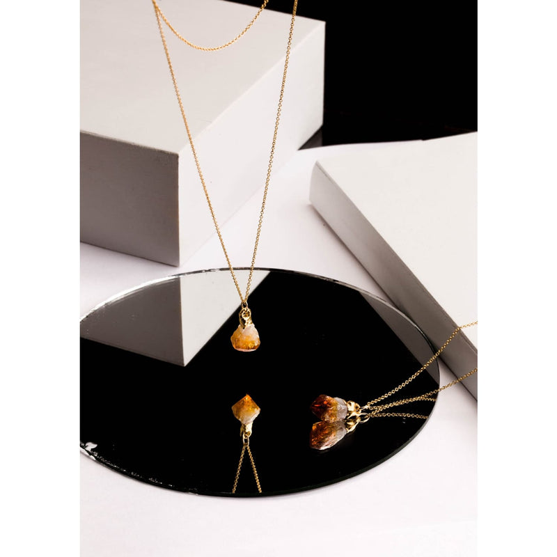 Large Raw Citrine Statement Necklace • Gold Filled