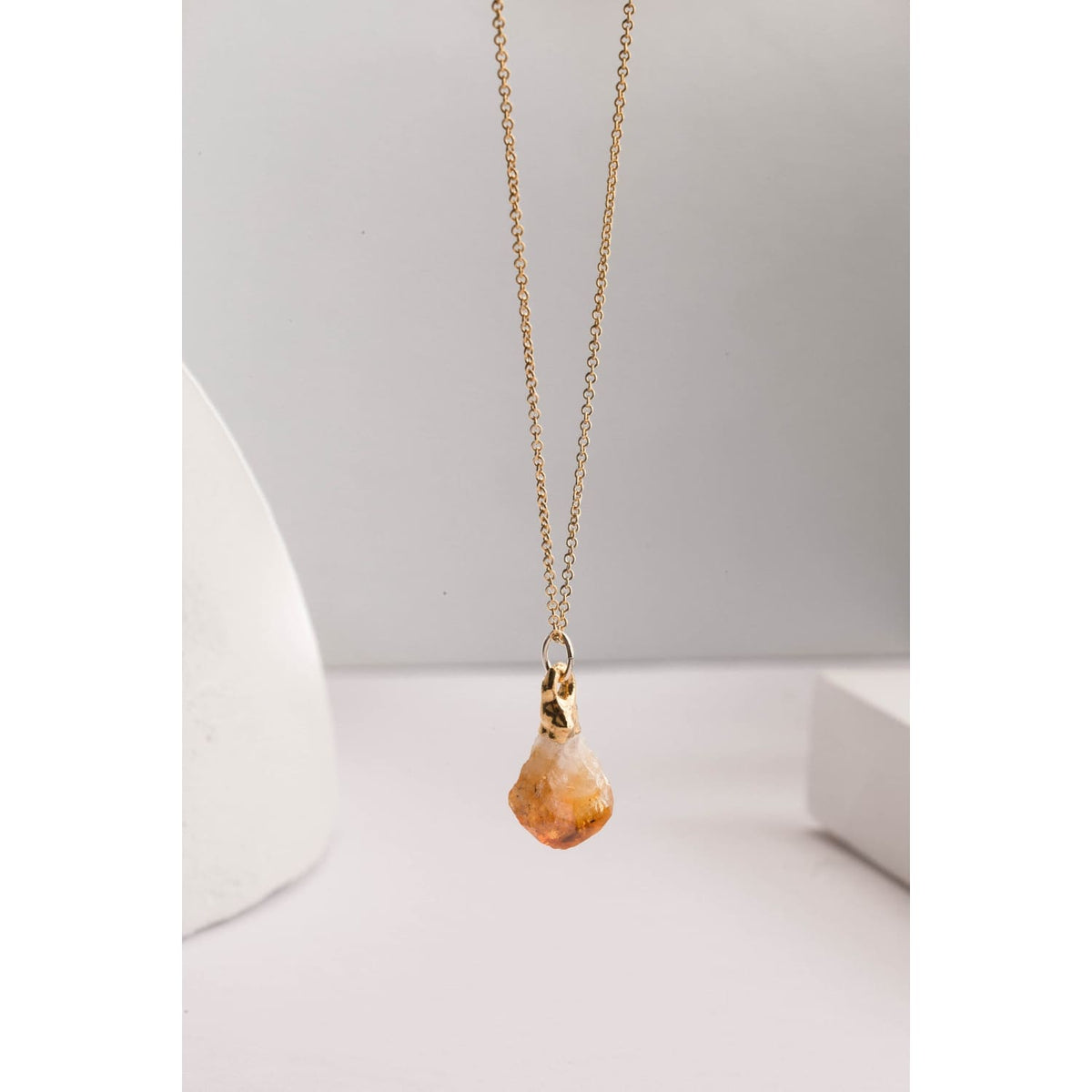 Large Raw Citrine Statement Necklace • Gold Filled