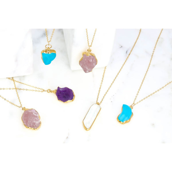 LARGE STATEMENT NECKLACE Mystery Box Yellow Gold Gemstone