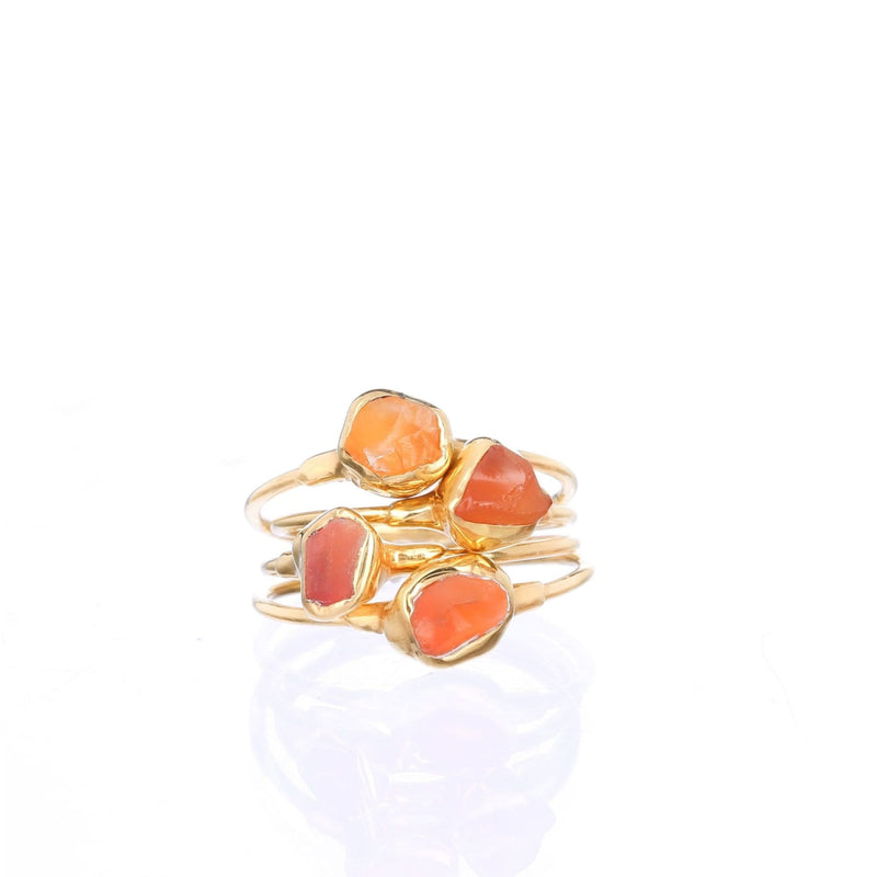 Mini Raw Carnelian Ring Stone Dainty Delicate Colorful