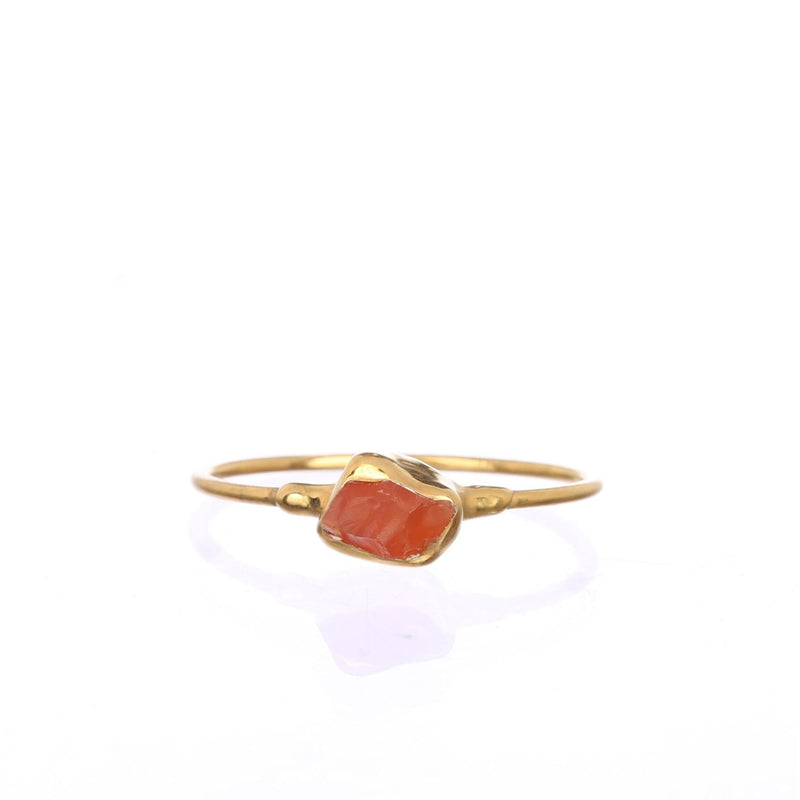Mini Raw Carnelian Ring Stone Dainty Delicate Colorful