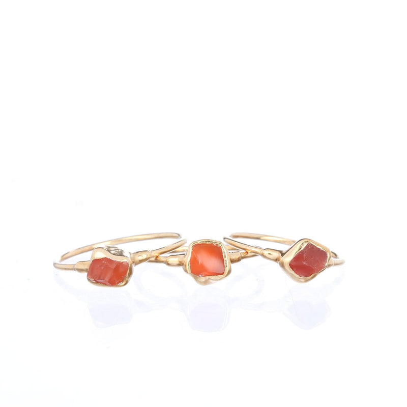 Mini Raw Carnelian Ring Stone Dainty Delicate Colorful
