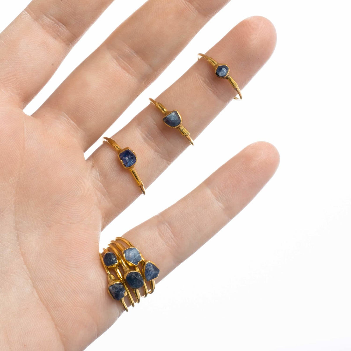 Mini Raw Sapphire Ring • Gold Filled • Dainty Unique