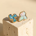 Mismatched Raw Opal Cluster Earrings