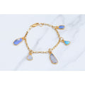 Opal Charm Bracelet, Australian Fire Opal October Birthstone