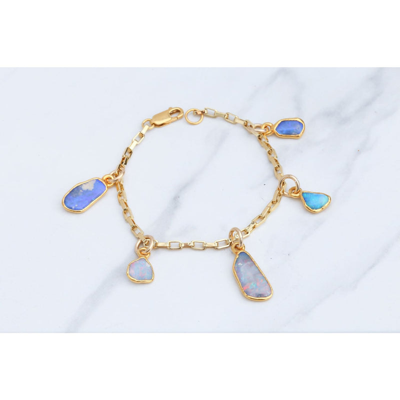 Opal Charm Bracelet • Australian Fire • Gold Filled