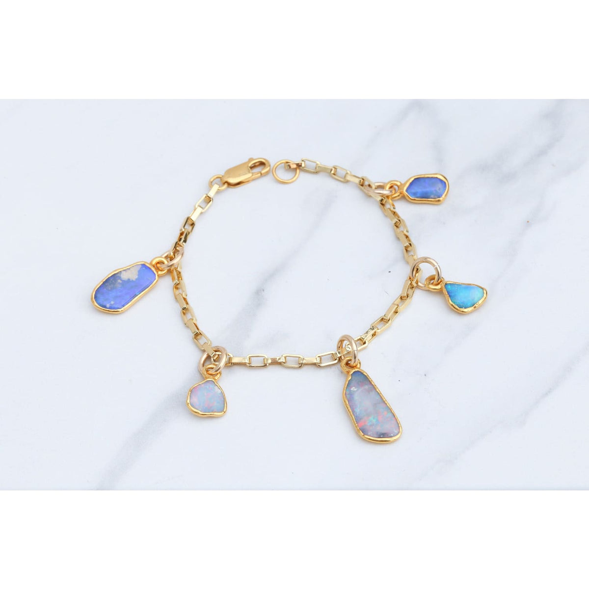 Opal Charm Bracelet • Australian Fire • Gold Filled