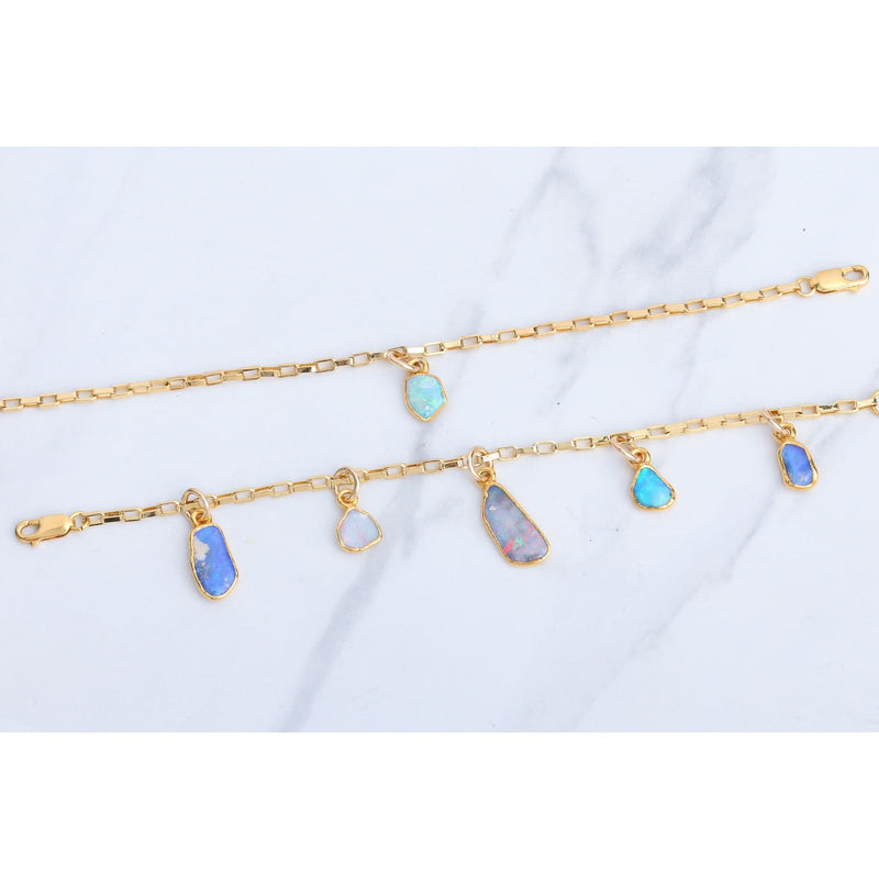 Opal Charm Bracelet • Australian Fire • Gold Filled