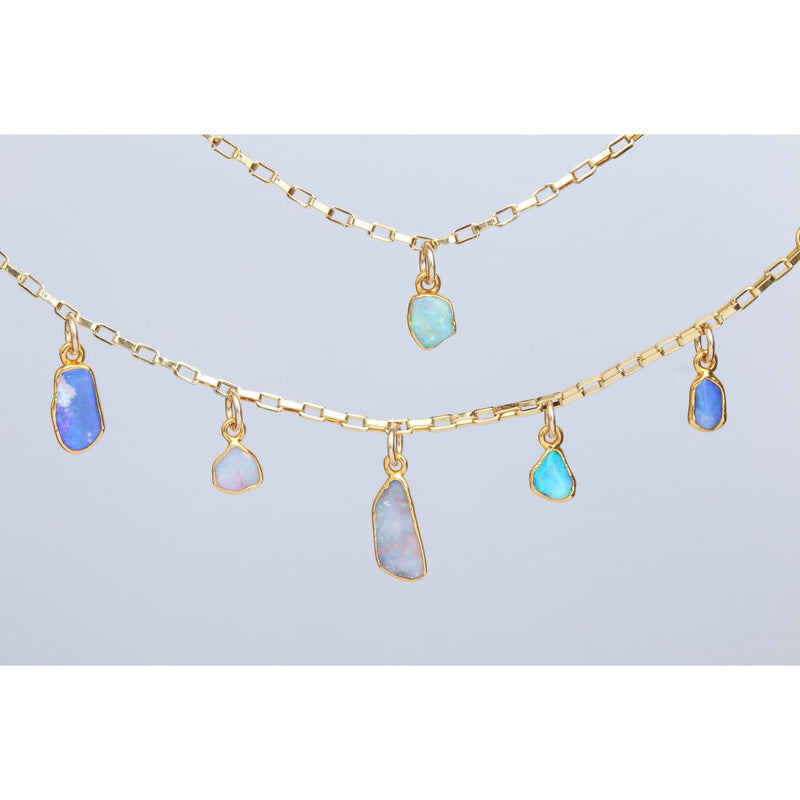 Opal Charm Bracelet • Australian Fire • Gold Filled