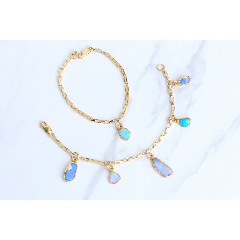 Opal Charm Bracelet • Australian Fire • Gold Filled