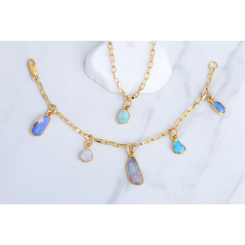 Opal Charm Bracelet • Australian Fire • Gold Filled