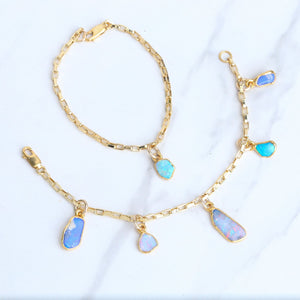 Opal Charm Bracelet • Australian Fire • Gold Filled