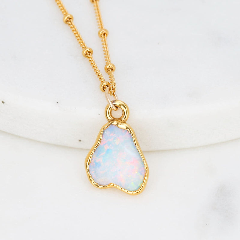 Opal Choker in 24k Dip • Gold Filled • Paperclip & Snake