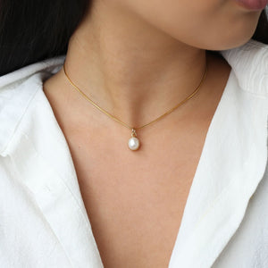 Pearl Choker Necklace • Snake Chain • Gold Filled • June