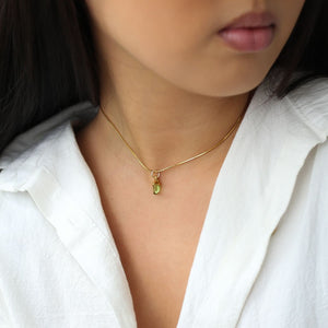Peridot Choker • Raw Gemstone Crystal Necklace • 24k Gold