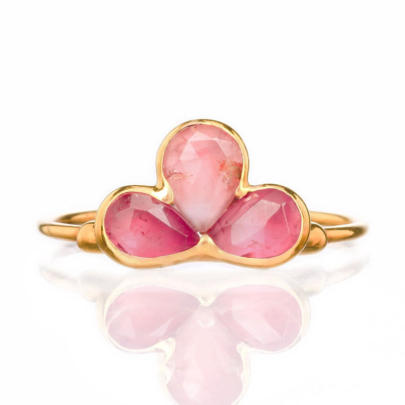 Pink Tourmaline Fleur Ring Art Deco for Women Stone Gemstone