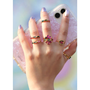 Pink Tourmaline Fleur Ring Art Deco for Women Stone Gemstone