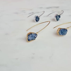 Edgy Raw Sapphire Drop and Dangle Earrings