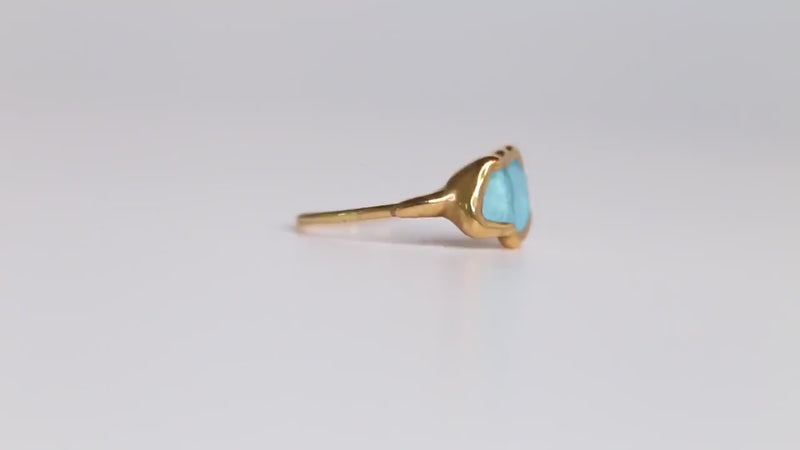 Triple Raw Aquamarine Ring for Women, Gold Ring, Dainty Ring, Delicate Ring, March Birthstone Ring, Raw Crystal Ring, Raw Stone Ring, Pisc
