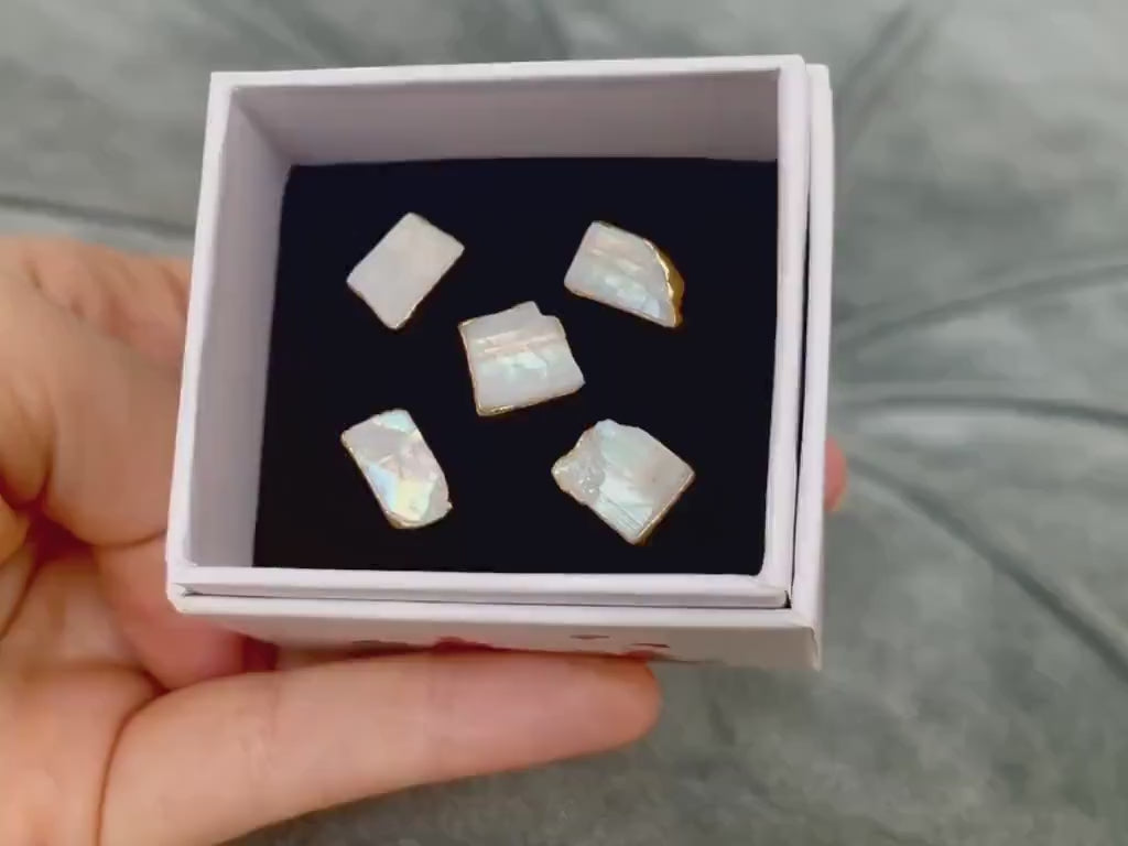 Natural Rainbow Moonstone Earrings • June Birthstone • Gold Filled • Handmade Summer Jewelry • Raw Gemstone Witchy Earrings • 24k Dip • Pair