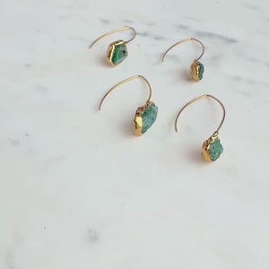 Edgy Raw Emerald Drop and Dangle Earrings