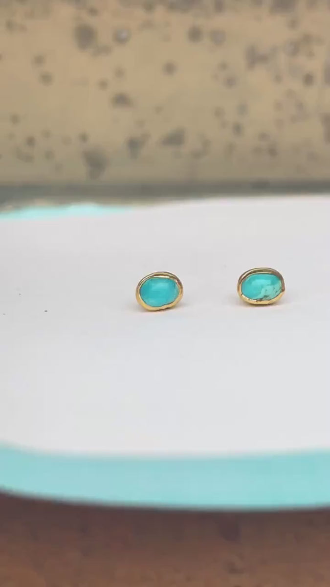 Dainty Raw Turquoise Stud Earrings