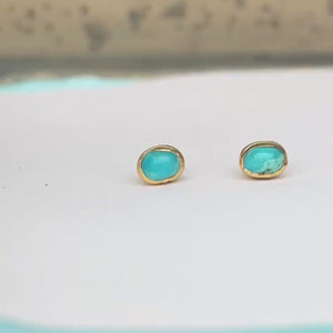 Dainty Raw Turquoise Stud Earrings