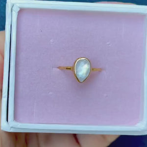 Rain Drop Moonstone Ring in Sterling Silver