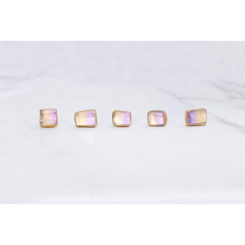 Raw Ametrine Stud Earrings w/ Gold Fill Unique Natural