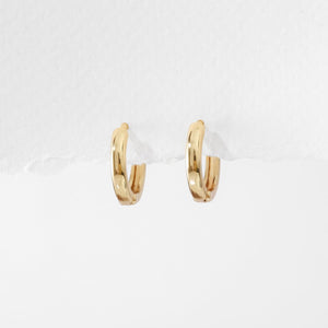 Raw Citrine Huggie Earrings • Chunky 14k Gold Filled Hoops •