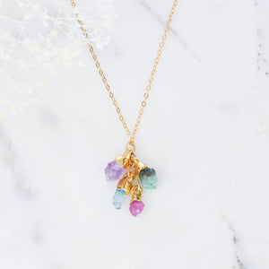 Raw Gemstone Necklace Personalized Birthstone Delicate