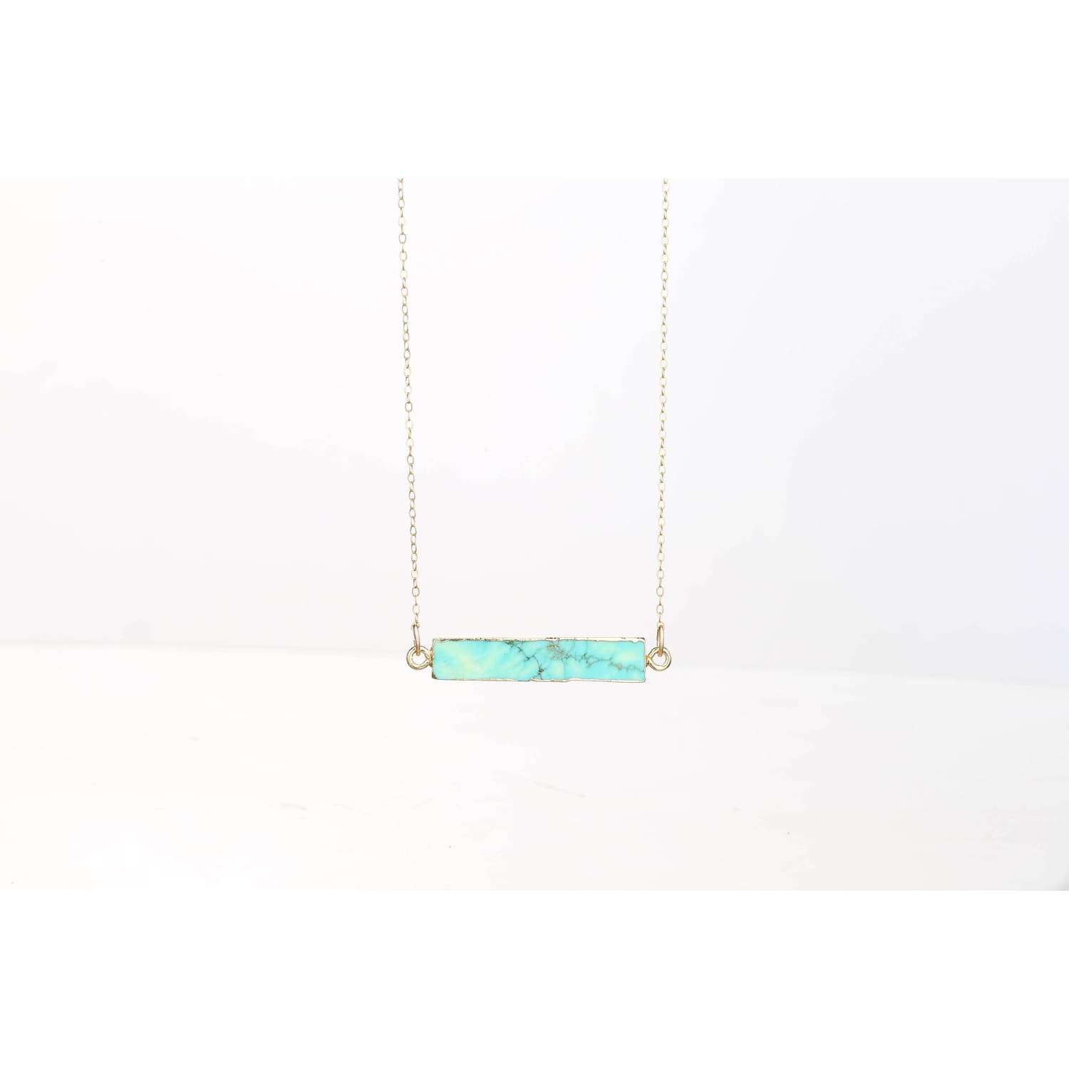 Raw Green Turquoise Bar Necklace • Minimalist Dainty