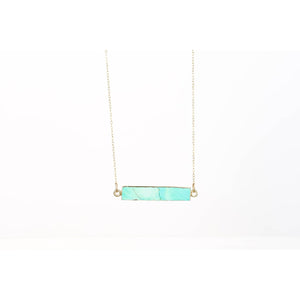 Raw Green Turquoise Bar Necklace • Minimalist Dainty Jewelry