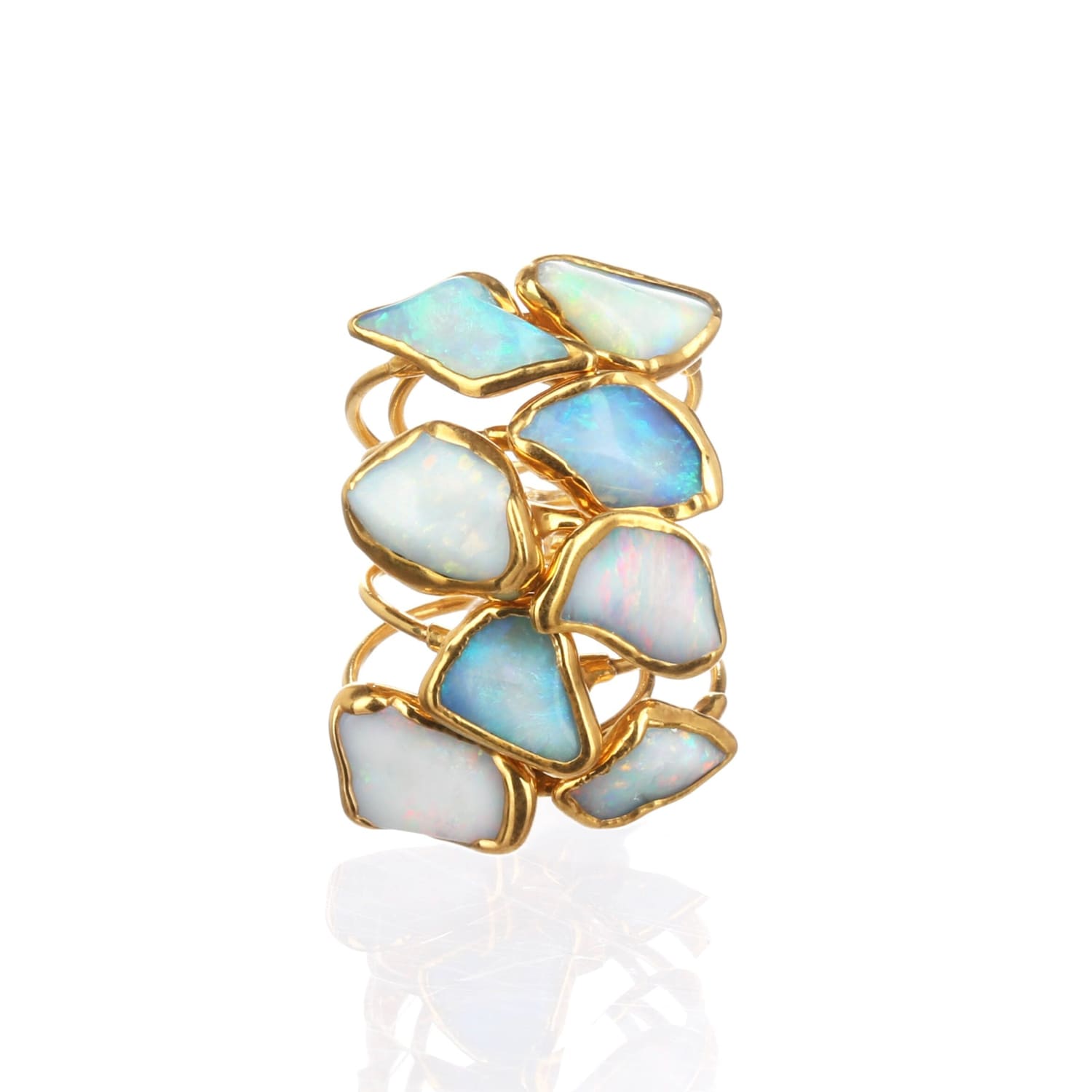 Raw Opal Ring for Women Gold Gemstone Stacking Rings