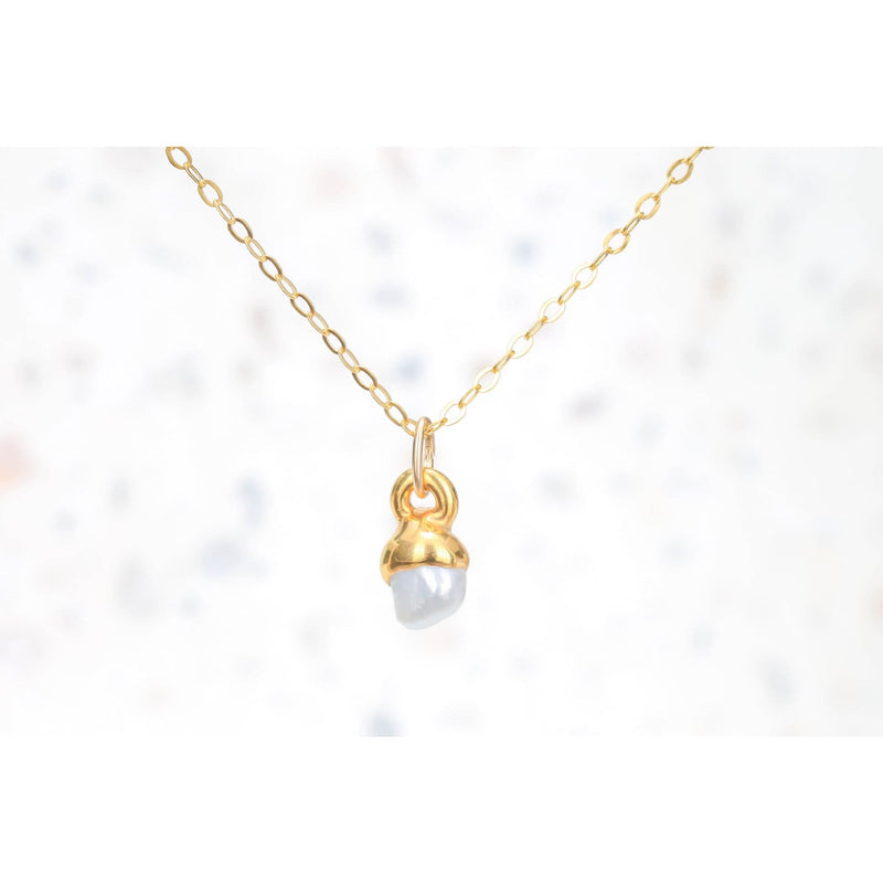 Raw Pearl Necklace • Gold Filled • June Birthstone • Real