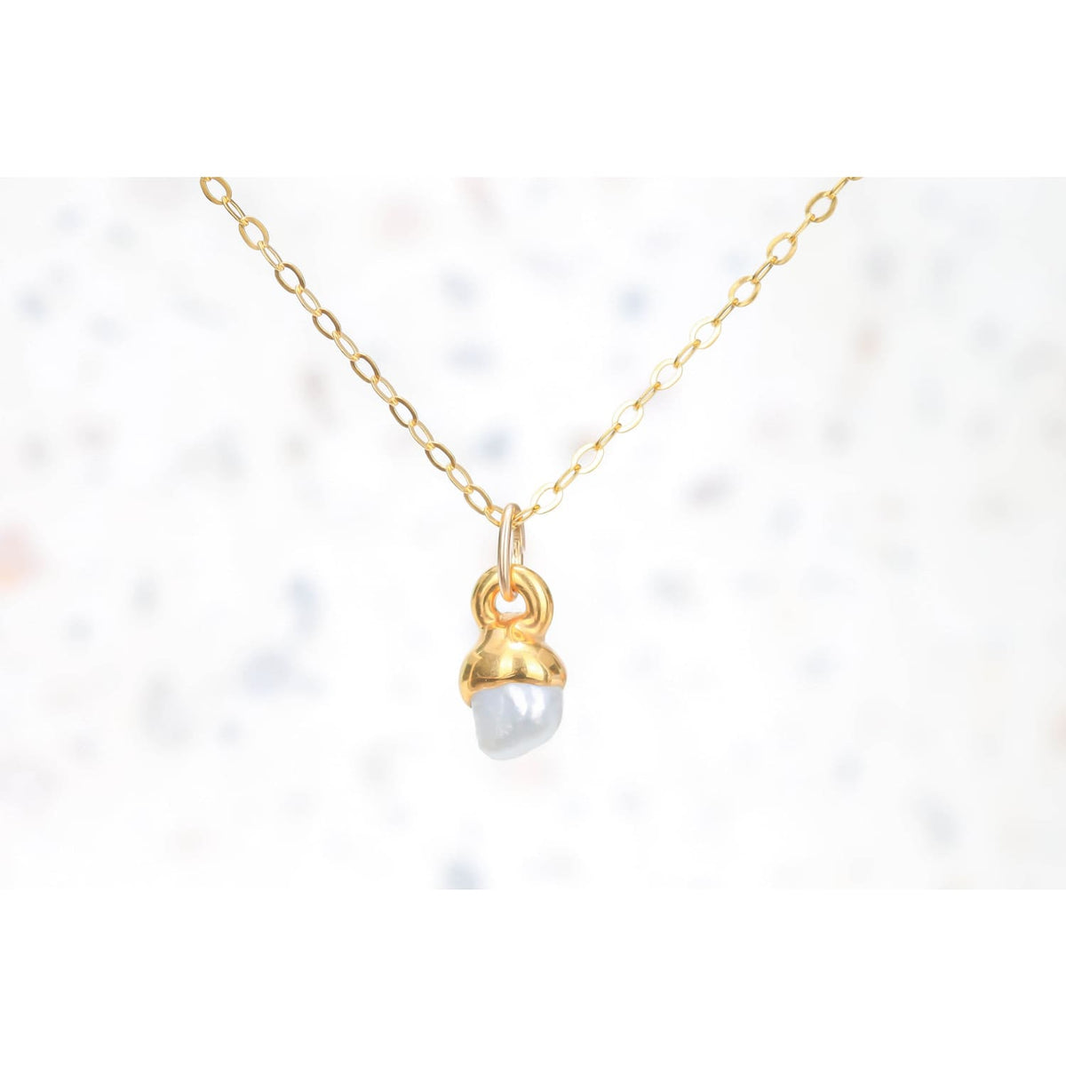 Raw Pearl Necklace • Gold Filled • June Birthstone • Real