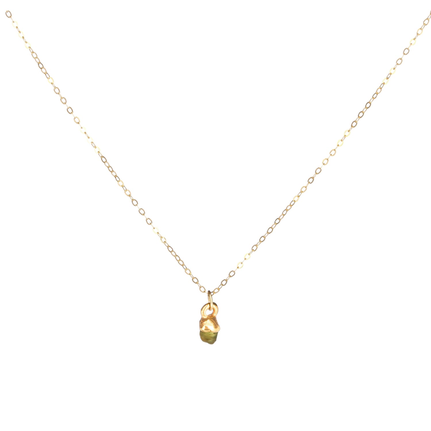 Raw Peridot Necklace Birthstone Leo Delicate Gemstone • 24k