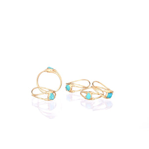 Raw Turquoise Evil Eye Ring Gold Dainty Stacking Blue Green