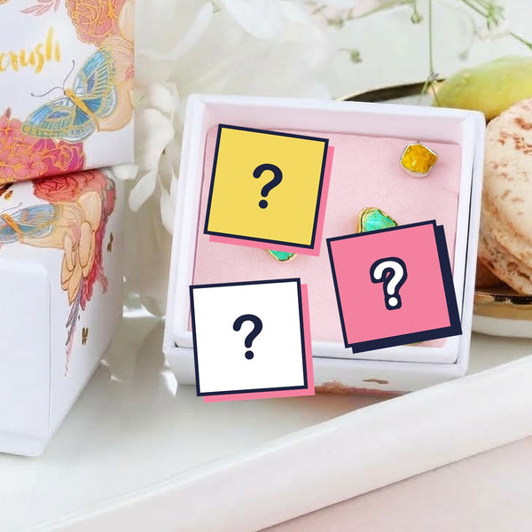 Ringcrush raw crystal earring mystery box: three surprise pairs of earrings